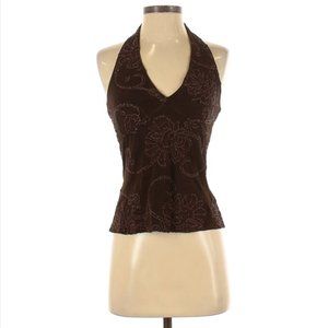 Arden B. Brown Embroidered halter top